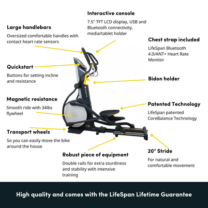 LifeSpan Fitness Commercial Elliptical trainer E5i+ Self-Generating (demo, AS GOOD AS NEW)