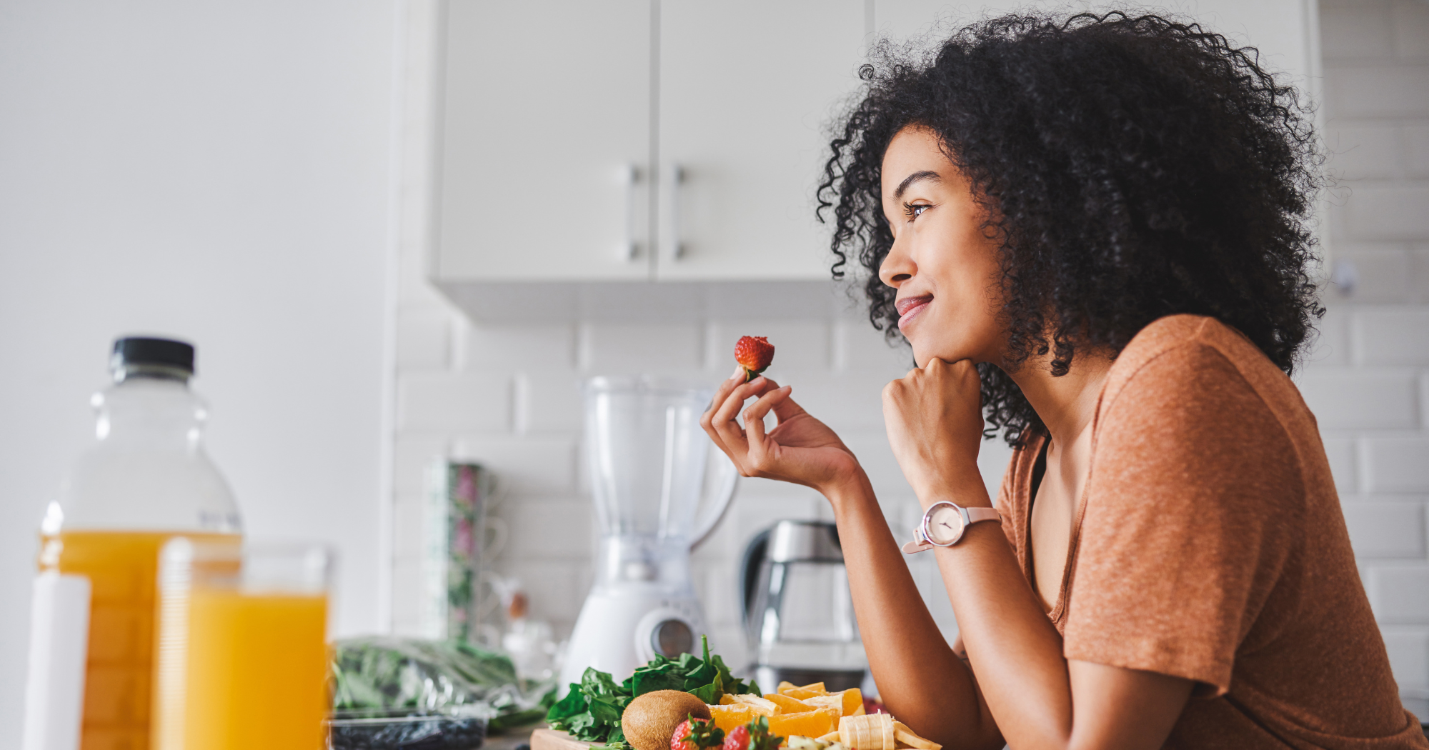 female practicing mindful eating