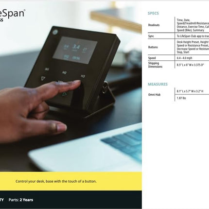 LifeSpan TR1200B Under Desk Treadmill with Smart Console SC110