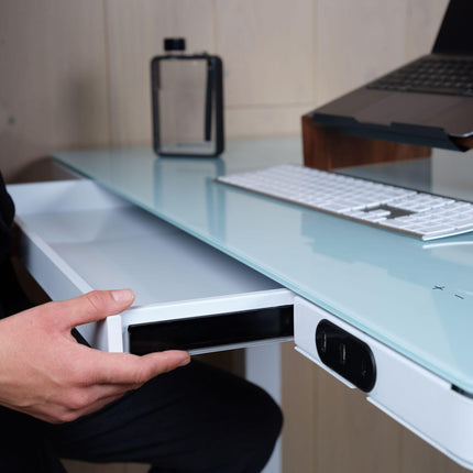 LifeSpan Ampera Bike Desk Space Grey with Glass Standing Desk