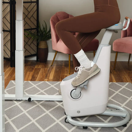 LifeSpan Ampera Bike Desk Glacier White with Standing Desk