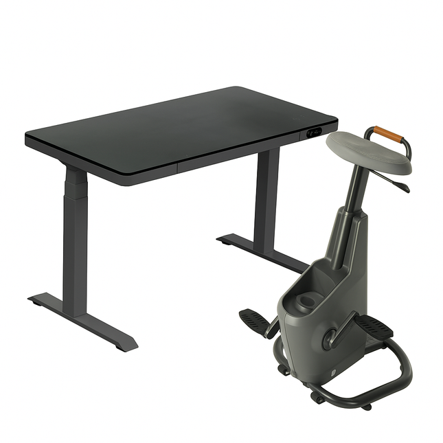 <tc>LifeSpan</tc> Ampera <tc>Bureau-vélo</tc> Bureau assis-debout gris sidéral avec verre