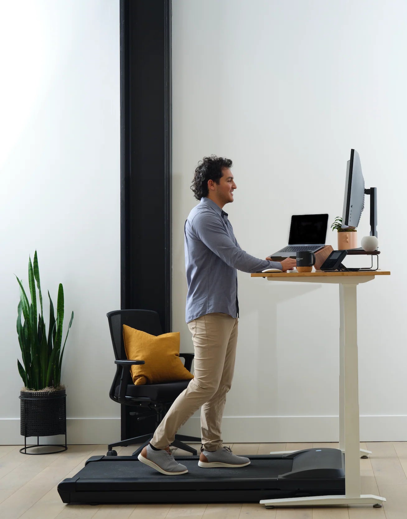 LifeSpan TR1200 Pro under desk treadmill used with standing desk
