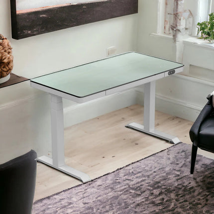 LifeSpan Ampera Bike Desk Space Grey with Glass Standing Desk