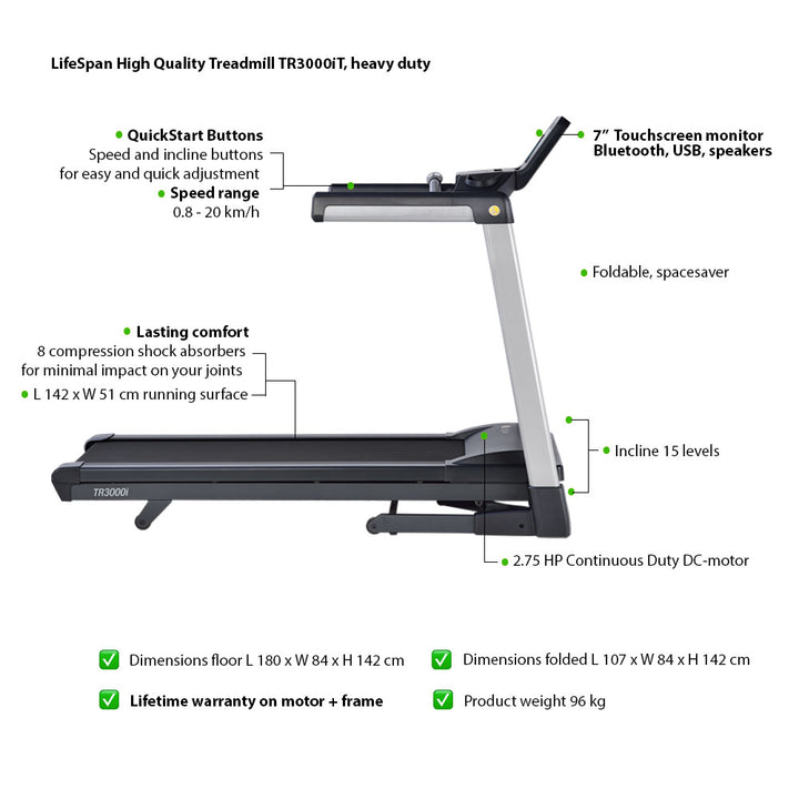 Buy LifeSpan Fitness TR3000iT Treadmill Online Home Fitness
